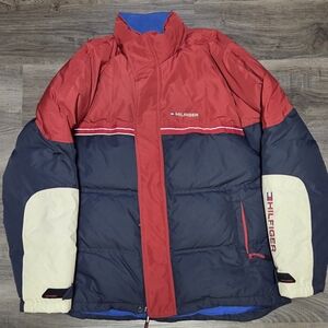 VERY RARE VINTAGE Y2K Tommy Hilfiger Men's Red and Blue Jacket *make Me A Offer*